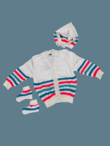 Little angel sweater  three piece for baby & boy neon pink Arrow rainbow - Thumbnail